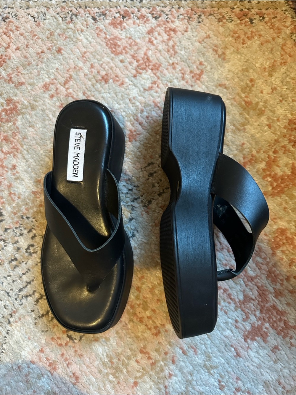 Steve Madden Black Platform Flip Flop Sandals